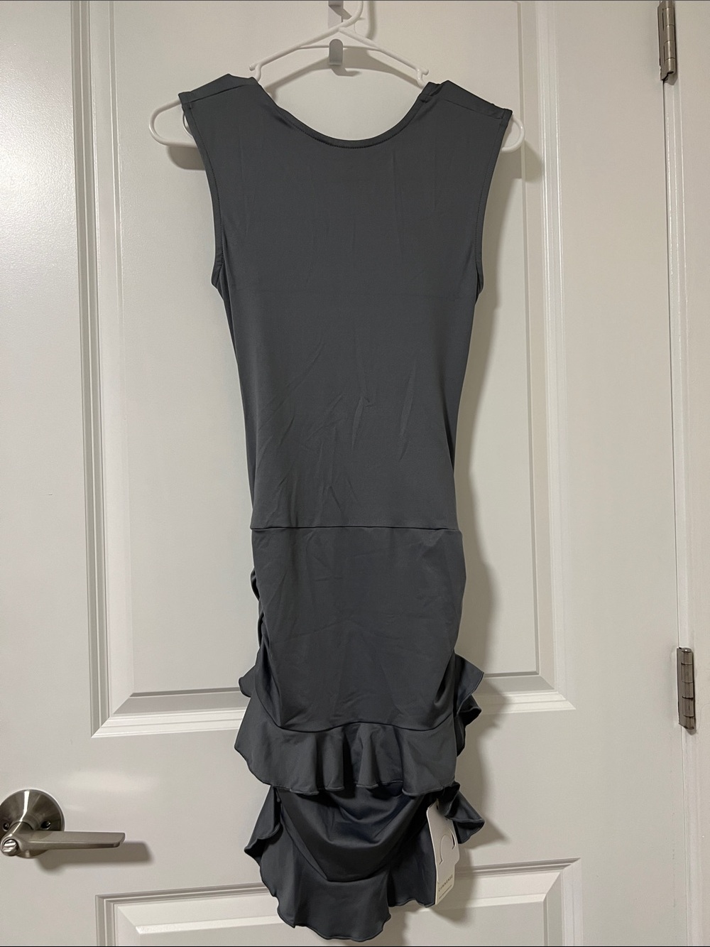 Commense Ruffled Gray Mini Dress